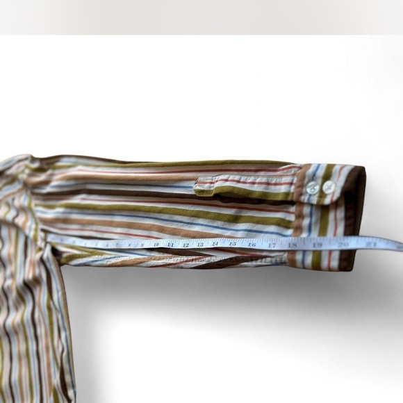 VTG |Lucky Brand| Dungarees Stripped Multicolored Long-sleeve Button Up Large - Picture 8 of 8